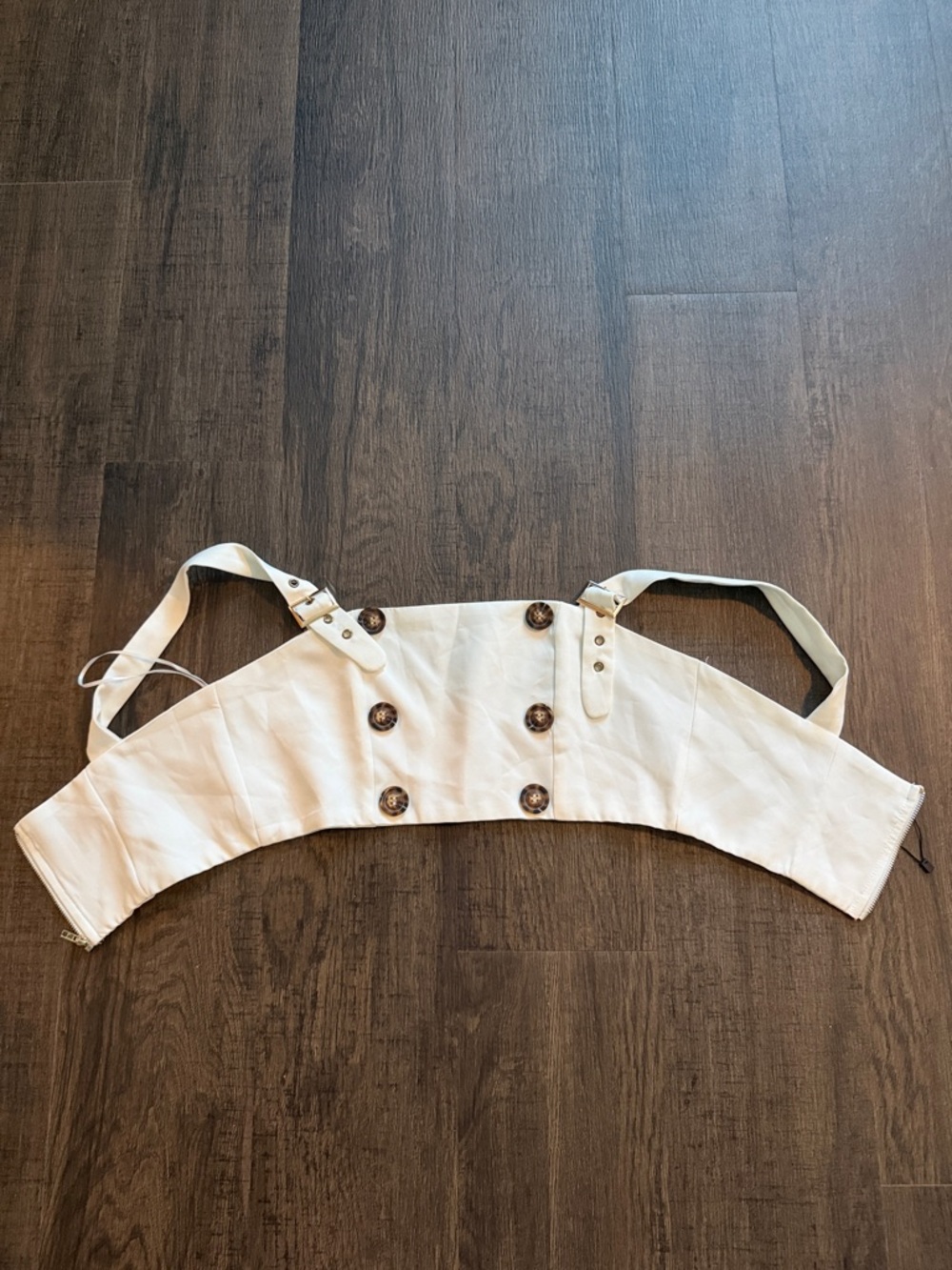 Women's Cream Crop Button-Front Bustier Top
